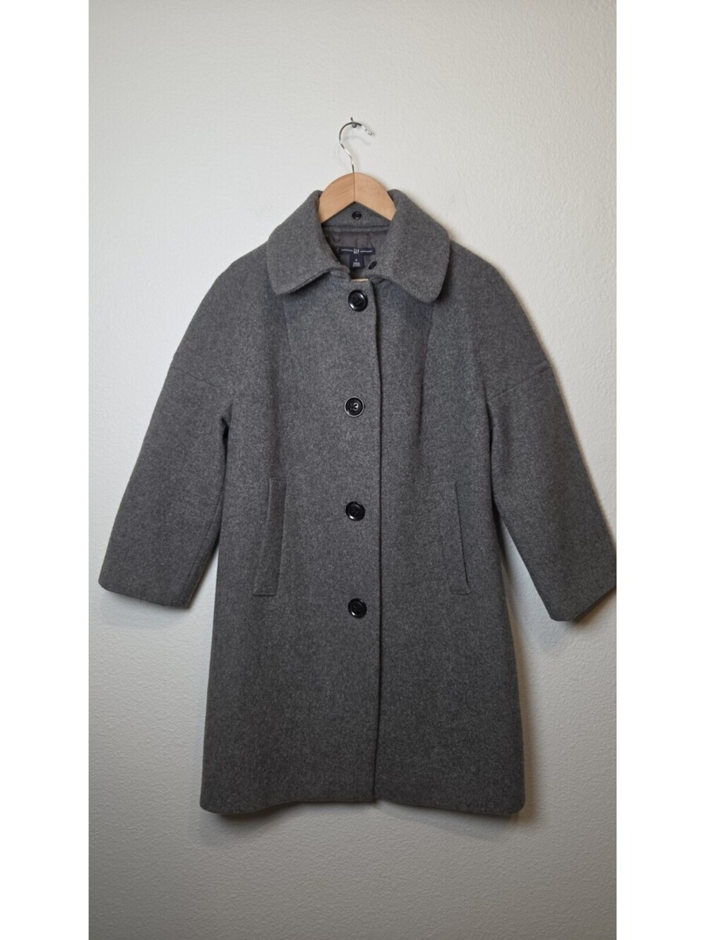 Gap Coat Womens Pettie S Gray Wool Blend Mid Length Button Lined Overcoat